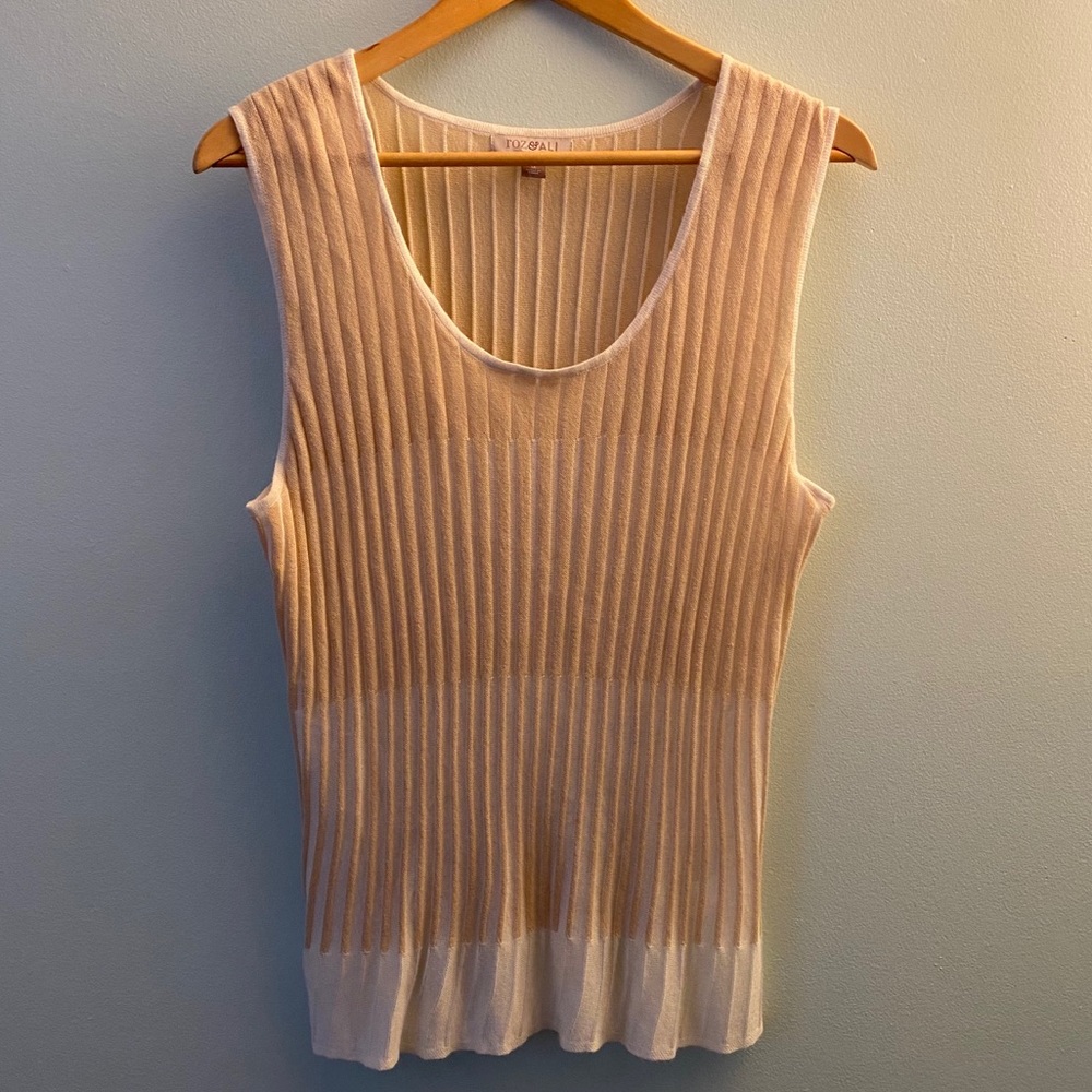 Roz & Ali Tan and White Tank Top
